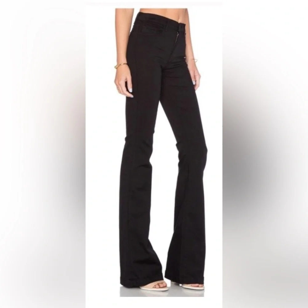 J Brand Maria High Rise Flare Jeans in Jet Black inseam 34 - Picture 3 of 14